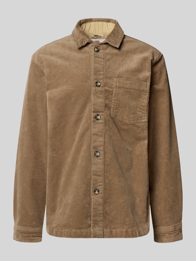 Lindbergh Modern fit overhemdjack met borstzak, model 'Superflex' Zand - 2