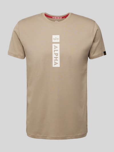 Alpha Industries T-shirt met labelprint Zand - 1