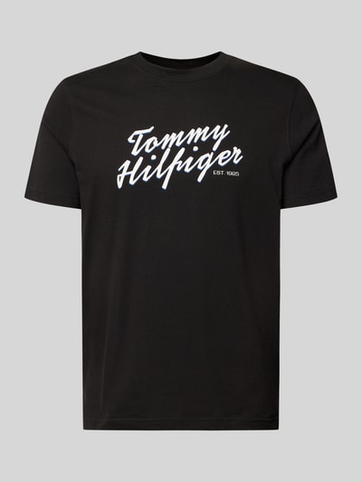 Produktfoto, Regular Fit T-Shirt aus reiner Baumwolle von Tommy Hilfiger, Optik: Unifarben, Label-Print, Jersey, Kurzarm, Rundhals