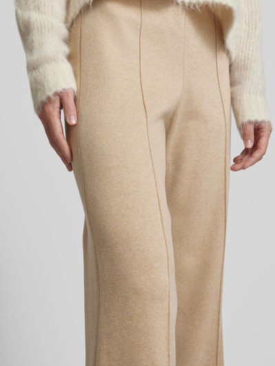 Raffaello Rossi Wide leg stoffen broek met vaste persplooien, model 'ELAINE' Beige - 3