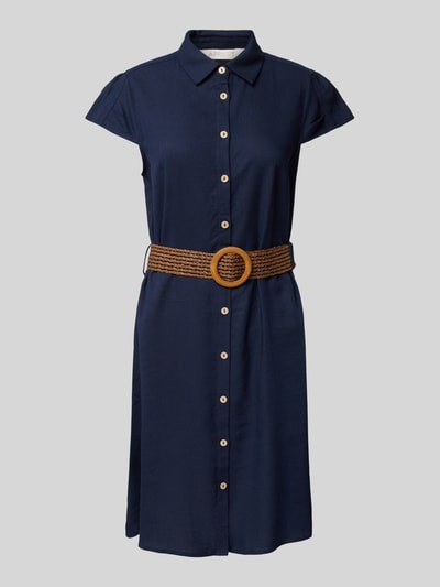 Apricot Minikleid aus Viskose-Leinen-Mix Marine 2