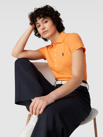 Polo Ralph Lauren Slim fit poloshirt met labelstitching, model 'JULIE' Abrikoos - 3