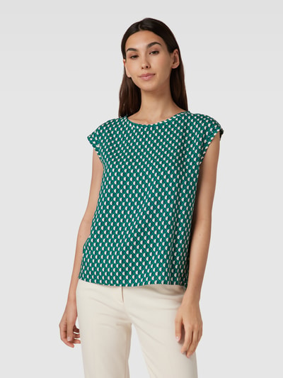 OPUS Blouse met all-over motief, model 'Fauni' Petrol - 4