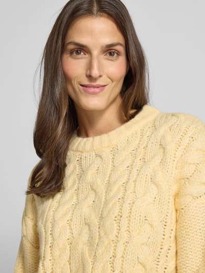 Christian Berg Woman Strickpullover mit Rundhalsausschnitt Hellgelb 3