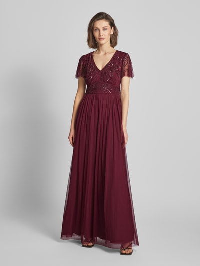 Christian Berg Cocktail Abendkleid mit Paillettenbesatz Kirsche Melange 4