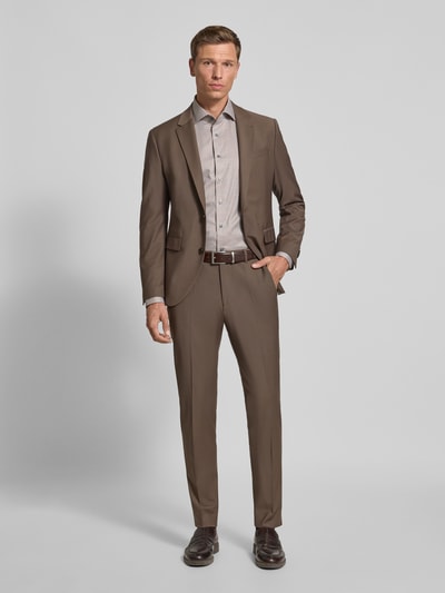 OLYMP SIGNATURE SLIM FIT Koszula biznesowa o kroju slim fit z kołnierzykiem typu kent model ‘Savio’ Beżowy 1