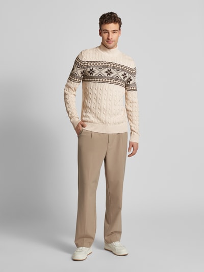 SELECTED HOMME Strickpullover mit gerippten Abschlüssen Modell 'FLAKE' Beige 1