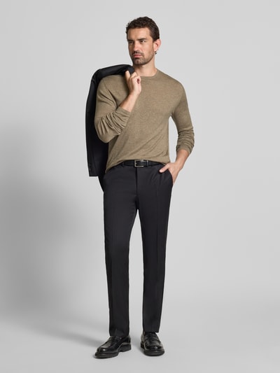 Christian Berg Men Regular fit pullover van puur katoen in gebreide look Taupe gemêleerd - 1