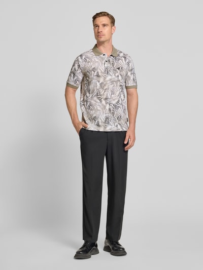 Armani Exchange Regular Fit Poloshirt im Allover-Look mit Label-Stitching Beige 1