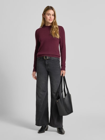 comma Strickpullover aus Wolle-Kaschmir-Mix mit Rundhalsausschnitt Bordeaux 1