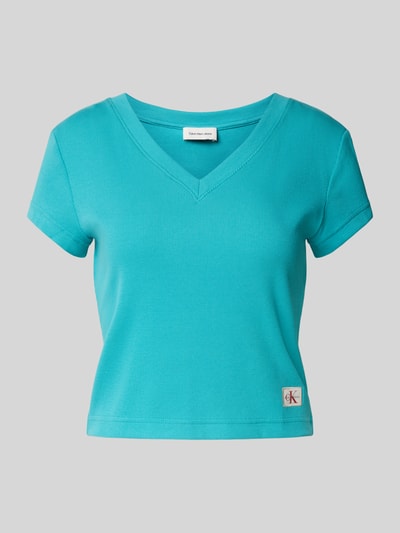 Calvin Klein Jeans T-shirt z detalem z logo Turkusowy 2