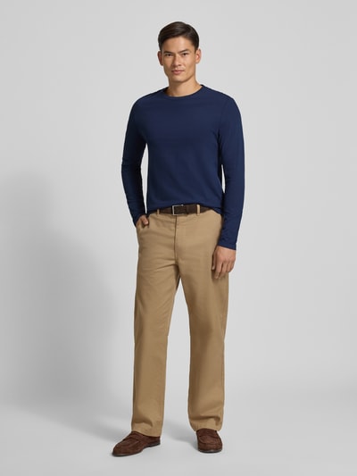 Christian Berg Men Shirt met lange mouwen en geribde ronde hals Marineblauw - 1