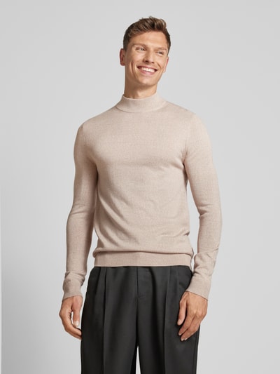 Christian Berg Men Strickpullover mit Turtleneck Sand Melange 4