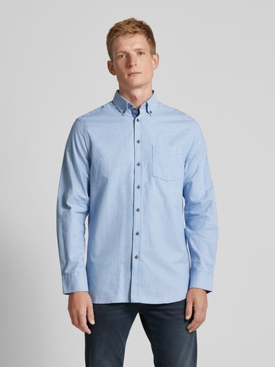 Christian Berg Men Regular Fit Freizeithemd mit Button-Down-Kragen Metallic Blue 4