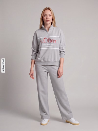 s.Oliver RED LABEL Relaxed Fit Sweatshirt aus Baumwoll-Mix - s.Oliver x Heidi Klum Hellgrau 1