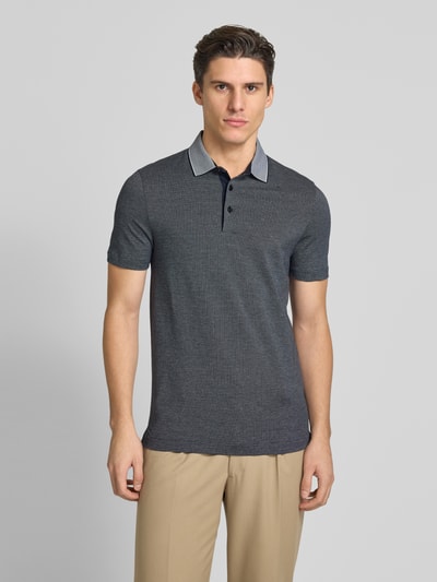 BOSS Slim fit poloshirt met labeldetail, model 'Pitton' Marineblauw - 4