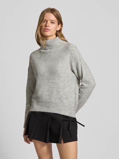Only Oversized coltrui met pailletten, model 'ARIZONA LS SEQUINS' Lichtgrijs gemêleerd - 4