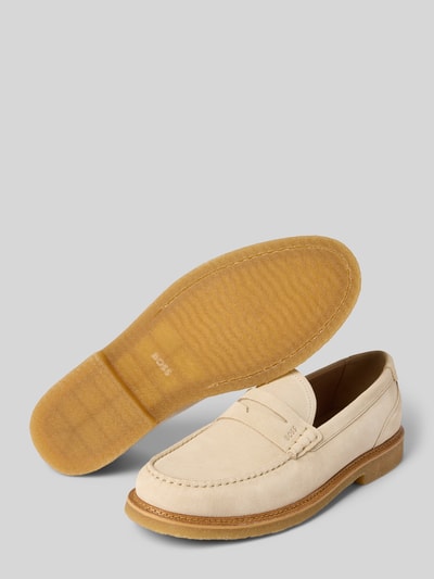 BOSS Penny-Loafer aus Leder mit Label-Prägung Modell 'Kope' Weiss 4
