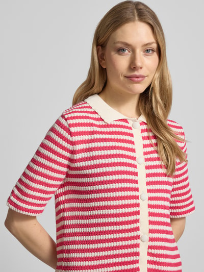 ICHI T-Shirt mit Polokragen und Knopfleiste Modell 'LORIANNA' Pink 3
