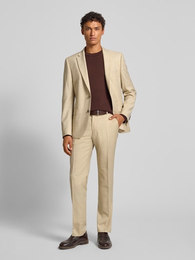 bugatti Regular Fit Anzughose mit Bügelfalten Beige 1