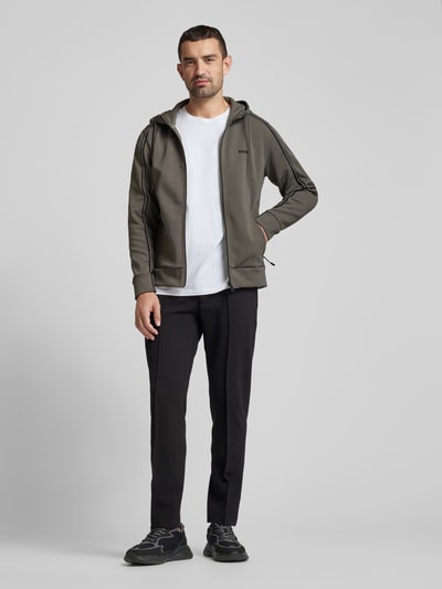 BOSS Green Sweatjacke mit Label-Print Modell 'Saggy' Graphit 1