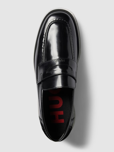 HUGO Loafers van leer met labeldetail, model 'Chaol' Zwart - 3