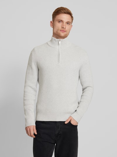 SELECTED HOMME Gebreide pullover met opstaande kraag, model 'THEO' Lichtgrijs gemêleerd - 4