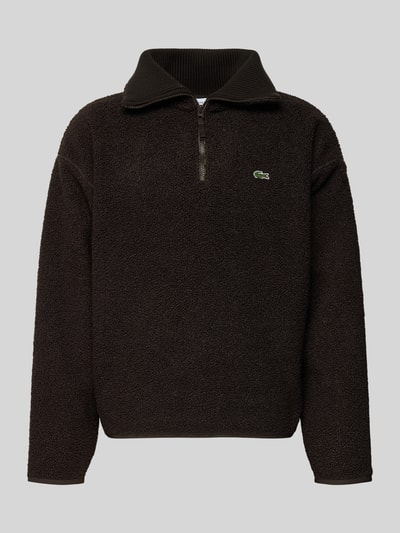 Lacoste Relaxed Fit Sweatshirt mit Troyer Kragen aus warmen Fleece Dunkelbraun 2