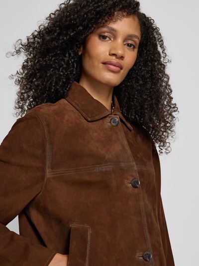 Jake*s Collection Lederjacke mit Eingrifftaschen Mittelbraun 3