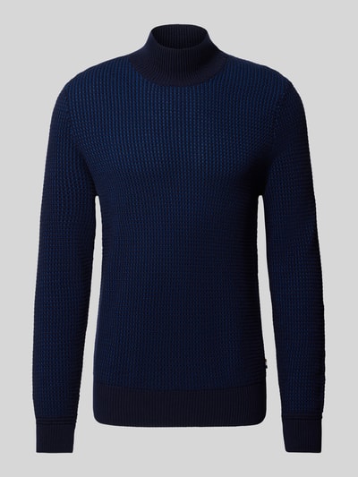 BOSS Strickpullover mit gerippten Abschlüssen Marine 2