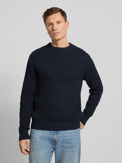 Selected Homme Regular fit gebreide pullover van puur biologisch katoen, model 'TOM' Marineblauw - 4