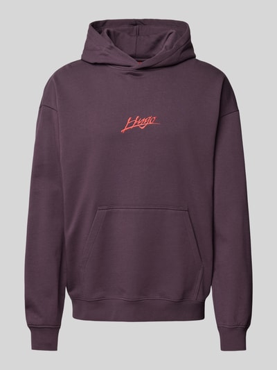 HUGO Hoodie mit Label-Stitching Modell 'Dlogolong' Pflaume 2