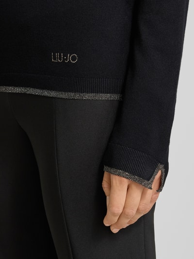Liu Jo White Pullover mit V-Ausschnitt und Effektgarn Black 3