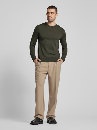 SELECTED HOMME Gebreide pullover met ribboorden, model 'TRAY' Donkergroen - 1