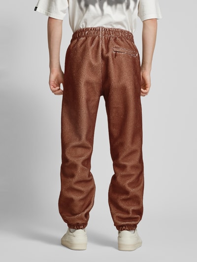 SERGIO TACCHINI Relaxed fit sweatpants met labelstitching, model 'COMO' Donkerbruin - 5