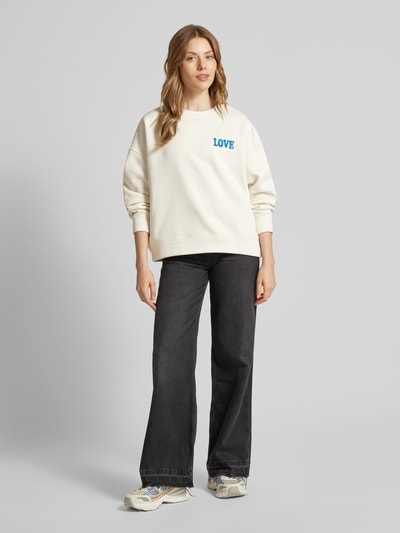 ICHI Sweatshirt mit Motiv-Stitching Modell 'MERELLA' Offwhite 1