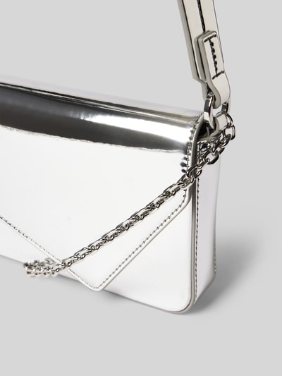 HUGO Clutch mit Label-Applikation Modell 'Mel' Silber 3