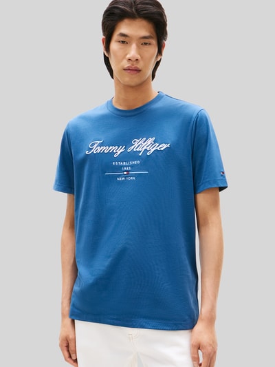 Tommy Hilfiger regular fit T-shirt van puur katoen Rookblauw - 4