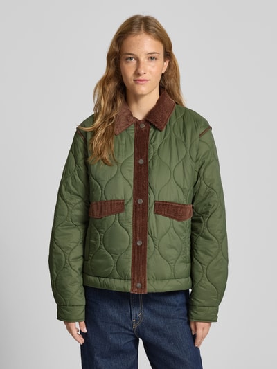 Pepe Jeans Regular fit gewatteerd jack met corduroy, model 'PAOLA' Kaki - 4