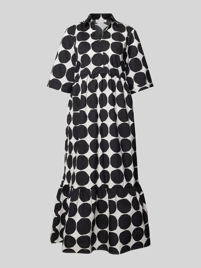 Christian Berg Woman Midi-jurk in laagjeslook met all-over motief Zwart - 2
