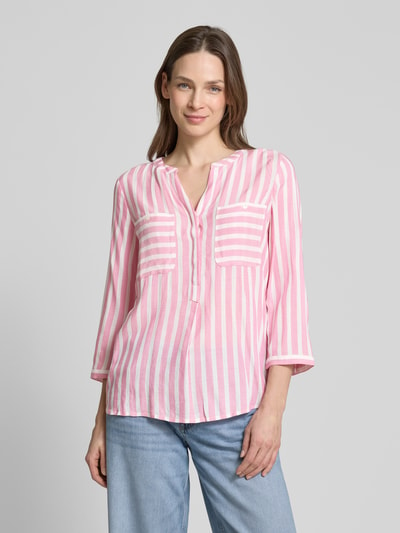 Tom Tailor Relaxed Fit Tunika aus leichter Viskose mit Streifenmuster Pink 4