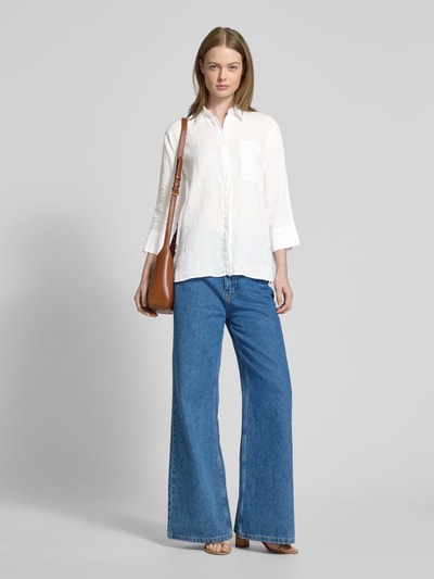 Brax Regular Fit Leinenbluse mit Brusttasche Modell 'Vickie' Weiss 1