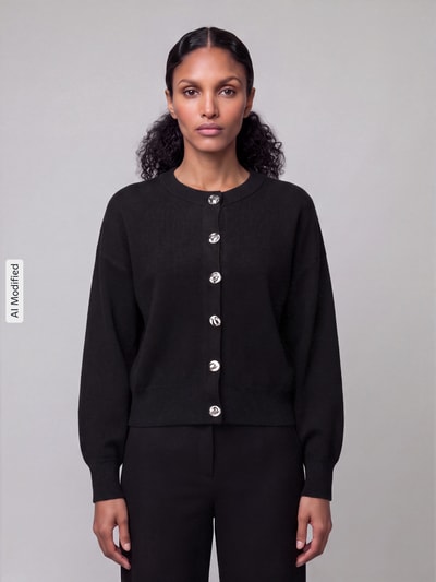 VERO MODA Regular Fit Strickjacke aus Viskose-Mix Modell 'NOELLA' Black 4