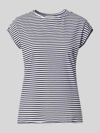 Produktfoto, T-Shirt mit Rundhalsausschnitt von Christian Berg Woman aus reiner Baumwolle im Regular Fit mit Rollsaum, Streifenmuster