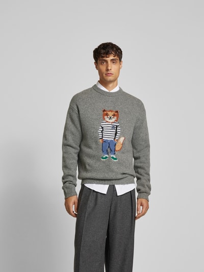 MAISON KITSUNE Pullover mit Label-Print Mittelgrau Melange 4