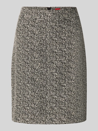 Produktfoto, figurbetonter Mini-Rock mit Baumwoll-Anteil Modell 'Ranika' von HUGO in Schwarz-Weiß mit feiner Webstruktur, Damen Mini-Rock von HUGO