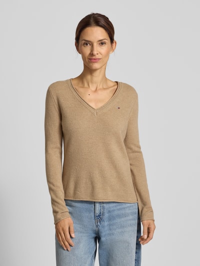 Tommy Hilfiger Slim fit gebreide pullover van zuivere wol  Camel - 4
