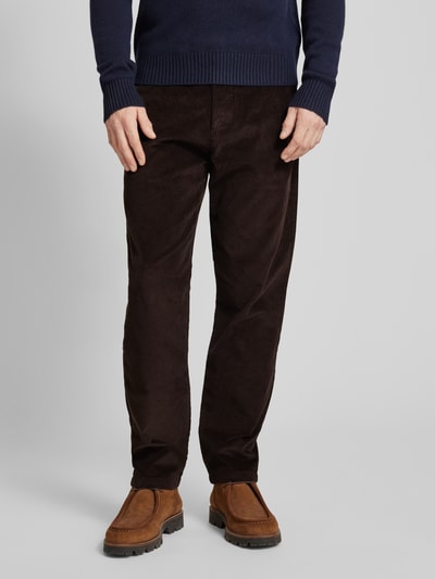 SELECTED HOMME Straight fit broek van corduroy, model 'MILES' Donkerbruin - 4