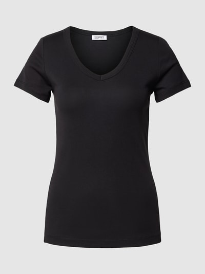 Esprit T-Shirt mit abgerundetem V-Ausschnitt Black 2