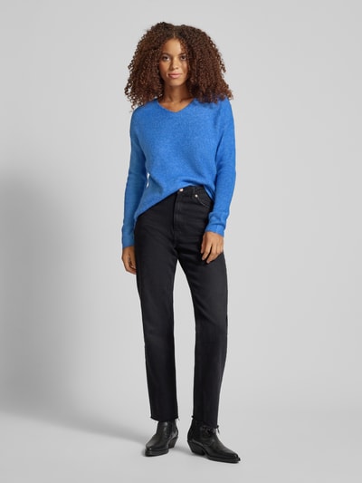 Only Regular Fit Strickpullover mit V-Ausschnitt Modell 'CAMILLA' Blau Melange 1